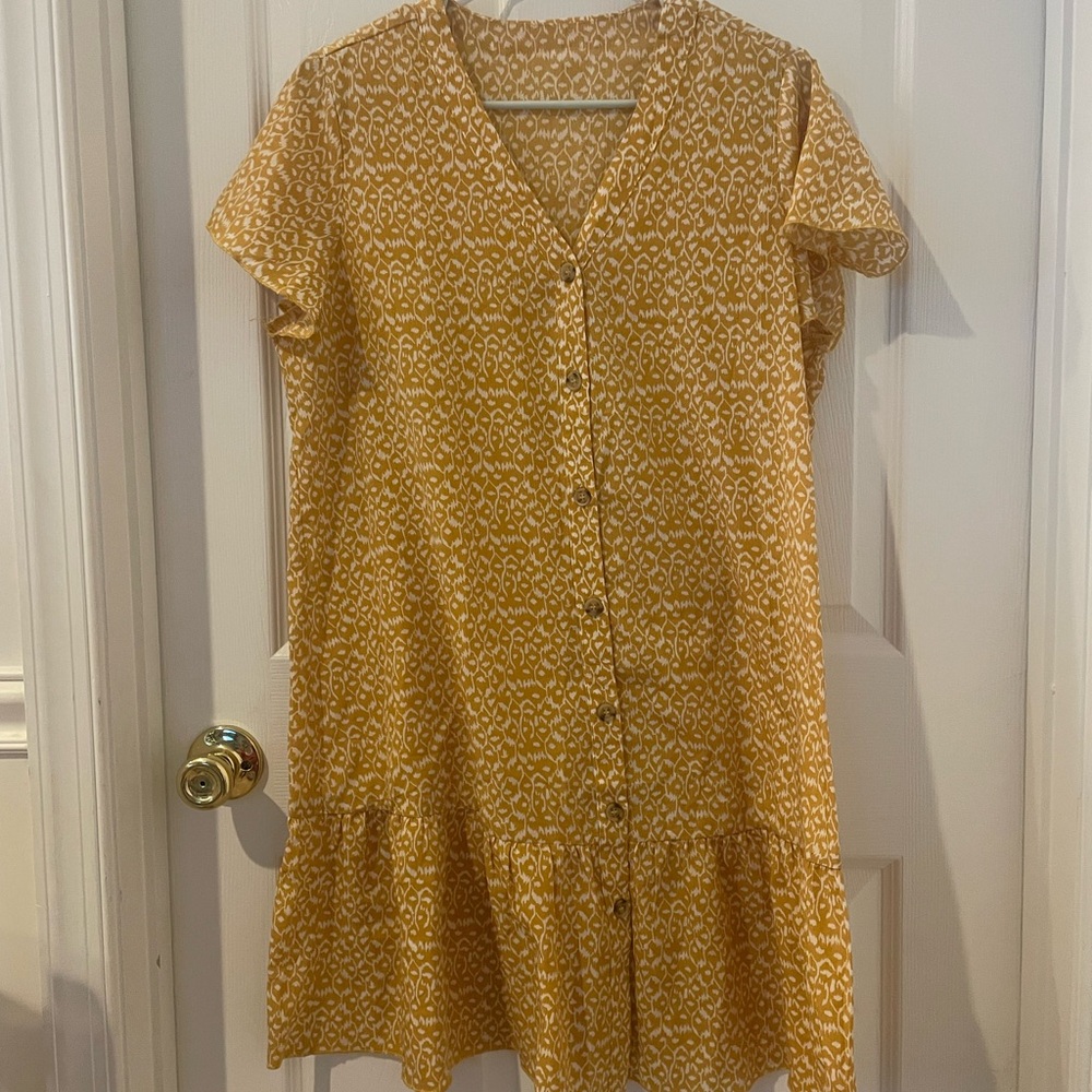 Amazon Yellow Patterned Mini Dress